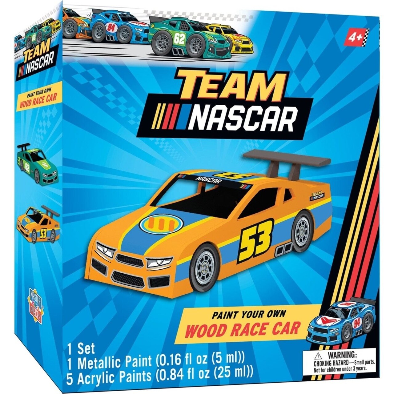 Nascar Wood Race Car Craft Kit With Paints Brush Stickers And Stencils